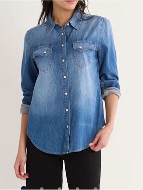 Denim Button-Up Shirt - vintage light Blue